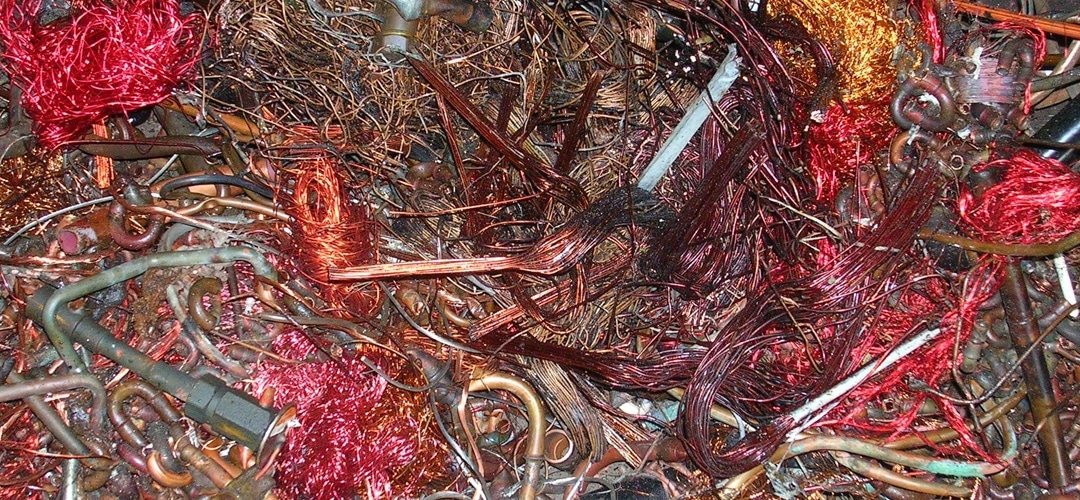 A pile of scrap copper